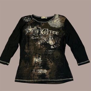 Chic Black Graphic Long Sleeve Tee